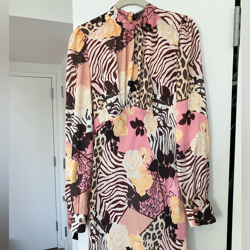 ASOS Multicolor Animal Print Long Sleeve Dress